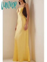 Lunivop Women Celebrity Sexy Sleeveless Backless Yellow Black Shell Long Maxi Bandage Dress Elegant